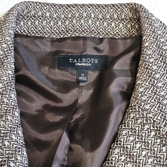 Talbots Wool Blend Brown Tweed Button Blazer - Picture 8 of 9